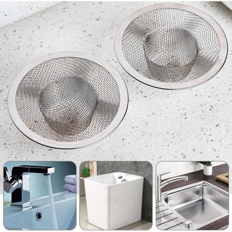 3pcs Filtre à évier en acier inoxydable - Anti obstruction Crépine vidange - Cuisine et salle de bain - 7 cm diamètre (1/5)