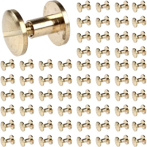 200 X Dos Arc Solide en Laiton Bouton Vis Clou Vis D'Ancrage Ceinture de Rivet en Cuir 6mm (1/5)