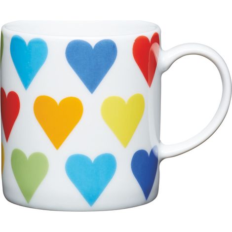 Kitchencraft Tazza da caffè Hearts, ceramica, Multicolore, 5 cm