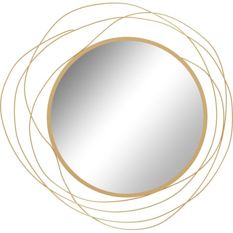 Espejo de pared, diseño decorativo de metal, fácil instalación, color dorado. (1/5)