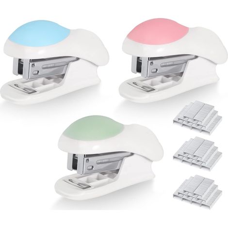 Lot de 3 mini agrafeuses - Agrafeuse manuelle avec agrafes pour écoles, lieux de travail, familles (1/5)