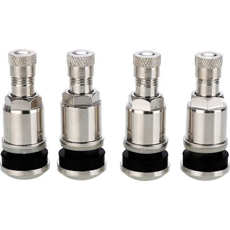 4 valves de pneu de voiture tubeless en acier argenté de 45 mm (1/5)