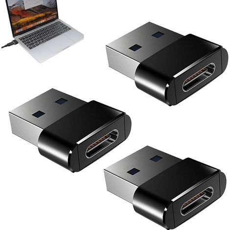 Confezione da 3 adattatori da USB-C a Type-C, adattatore USB-C, compatibile con Samsung, adatto per laptop e tablet (nero) (1/5)