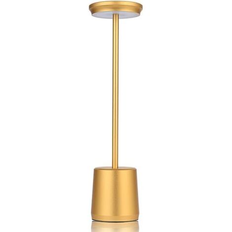 Lámpara de escritorio inalámbrica de metal, lámpara de mesa LED portátil con sensor táctil, lámpara de aluminio recargable con 3 colores de luz y 3 niveles de brillo, luz nocturna, lámpara de mesita d