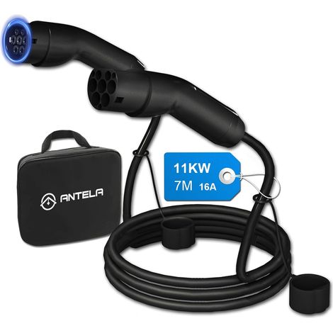 Type 2 Electric Car Charging Cable 16A 11kW 7M Three Phase for EV/PHEV, Cable Type 2 EV Electric Vehicle with Carry Bag (1/5)