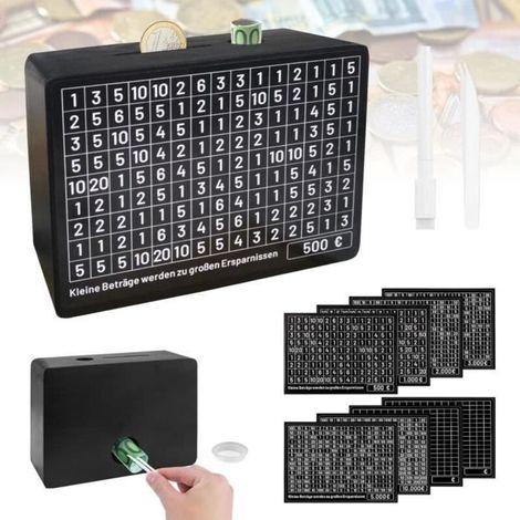 Tirelire en Bois, Tirelire avec Compteur, Cash Box, Tirelire avec Chiffres à Cocher - Boîte d'expédition réutilisable comme