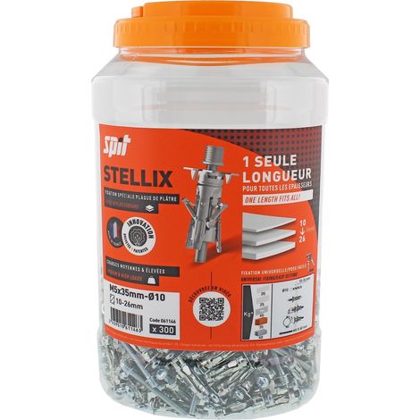 Spit – Cheville pour support plein 35mm – Fixation robuste pour plaque de plâtre – Diamètre de perçage 10mm – SKU 60142