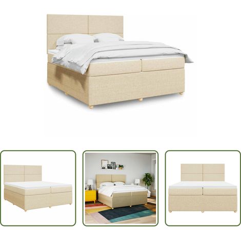 vidaXL Taschenfederkern - Boxspringbett mit Matratze Creme 200x200 cm Stoff (1/5)