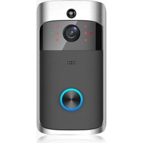 Sonnette vidéo sans fil avec détecteur de mouvement et Wi-Fi, grise (1/5)