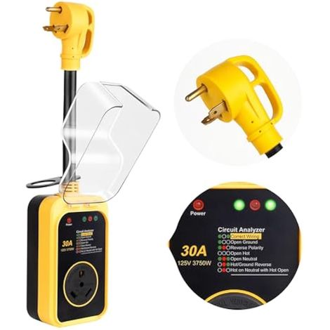 RVZONE Protection contre les surtensions 30 ampères avec analyseur de circuit RV testé UL avec couvercle étanche, analyseur de circuit tout-en-1, protection d'énergie 8400 joules (1/5)