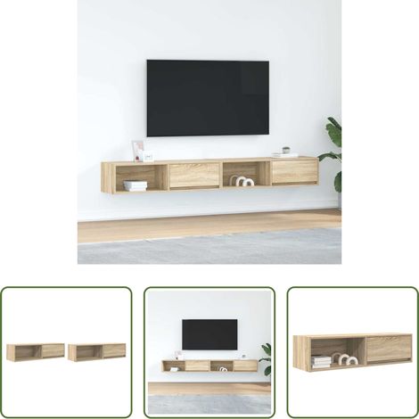 Armoire tv - Meubles TV 2 pcs chêne sonoma 100x31x25,5 cm bois d'ingénierie (1/5)