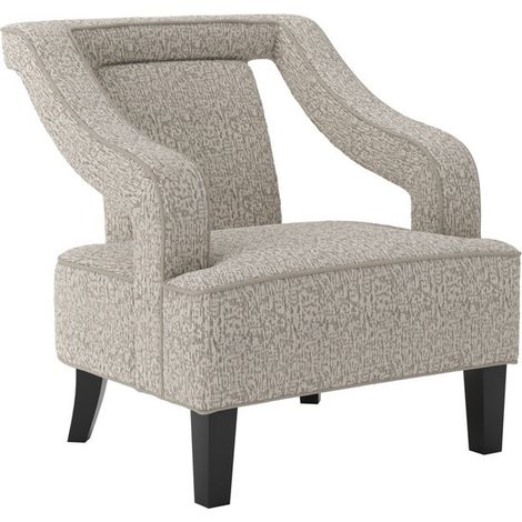 Sofia Chair - Textured Chenille/Rubber Wood - L82 x W73 x H82 cm - Beige/Black - Partially Assembled