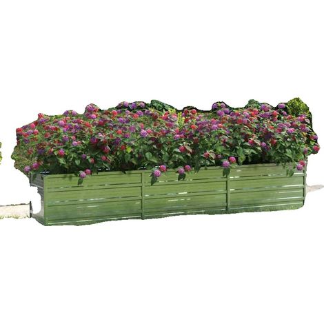 Jardinera, acero galvanizado, 240 cm x 40 cm x 45 cm, para uso exterior, resistente a la corrosión, fácil montaje. (1/5)