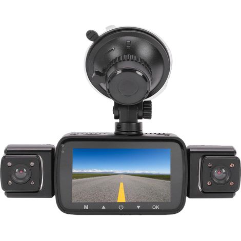 Caméra de Tableau de Bord, Enregistreur de Caméra de Tableau de Bord de Voiture HD 1080P à 3 Objectifs avec Enregistrement en Boucle et Nocturne, pour Voitures Camions SUV (1/5)