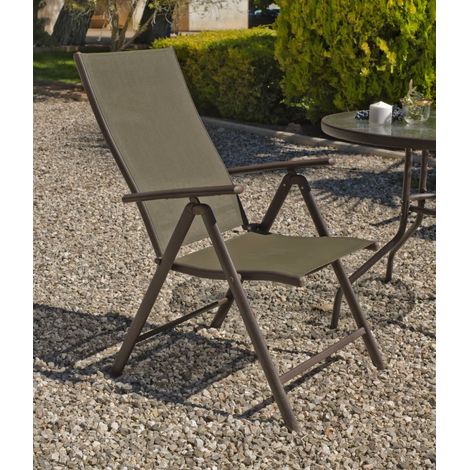 Sillón-tumbona plegable acero/textilen Macao-5 bronce, 100cm(alto) 58cm(ancho) 62/98cm(fondo) (1/3)