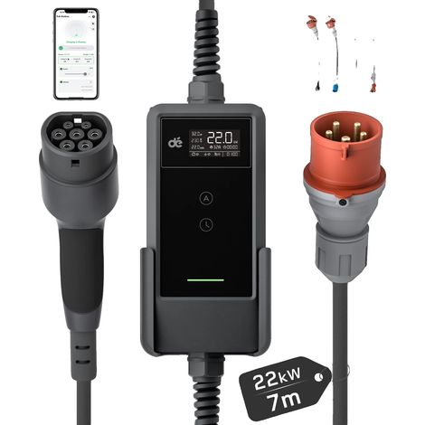 EV-Ladegerät, 22 kW Leistung, flexible Stromoptionen, 7m Reise-Set (1/2)