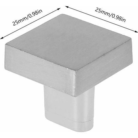 Lot de 10 Boutons de Porte Argent Boutons d'armoire Carrée en Laiton Massif Poignées de Meuble Cuisine Vintage avec Vis pour Armoire Placards Tiroirs (Argent) (1/5)
