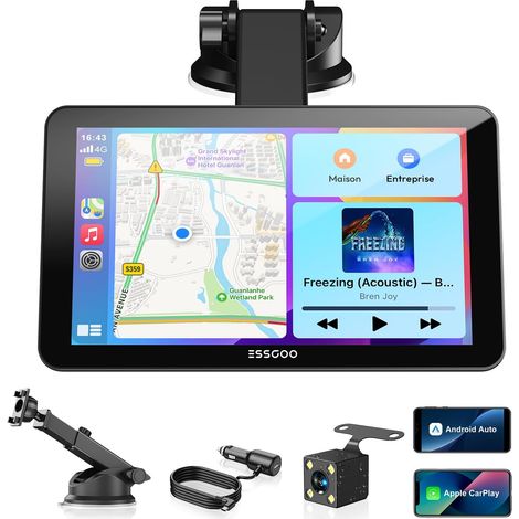7 Pouces Écran Voiture sans Fil avec Caméra de Recul,Compatible avec CarPlay (1/5)