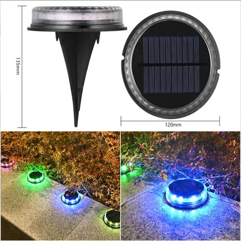 (8 pièces - 17 LED RGB) Lampes solaires d'extérieur étanches à 17 LED, compatibles avec les terrasses, allées et pelouses, blanches. (1/5)