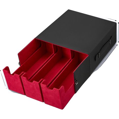 Caja de almacenamiento, con capacidad para 2400 tarjetas, soporte ajustable, color negro. (1/2)