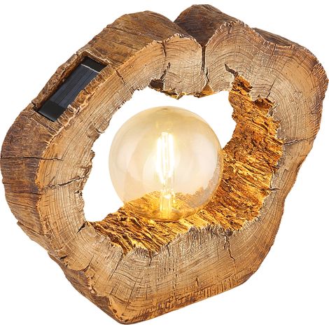 LED Solarleuchte in Holzfarben mit Globe Höhe 25,5cm (1/5)