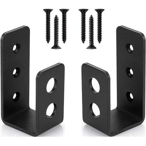 Lot de 2 supports de porte robustes en acier pour porte 2x4, barre de sécurité en forme de U (1/5)