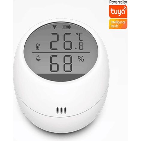 Thermomètre hygromètre WiFi avec contrôle par application, écran LCD et capteur haute précision, moniteur de température et humidité pour maison, chambre, bureau et intérieur (1/5)