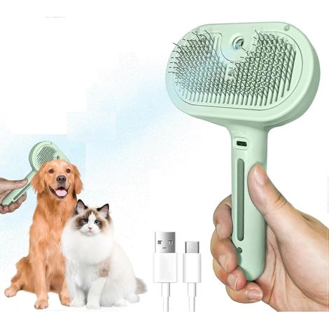 Brosse vapeur portable pour animaux de compagnie, brosse de toilettage pour chats avec spray, peigne de massage anti-mouches pour la perte de poils (1/5)