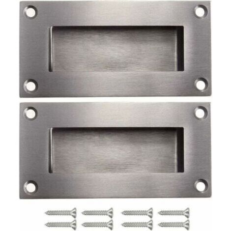 Poignée De Porte Coulissante - Poignée Encastrée Acier Inoxydable 304 - Pour Armoires Tiroirs Cuisine Balcon - 102 X 51 X 10 5 Mm - 2 Pièces (1/5)