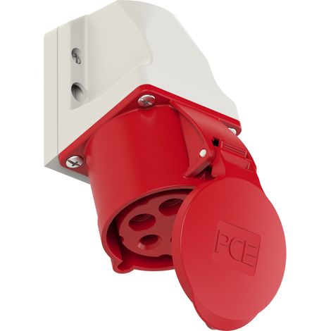 Prise industrielle femelle rouge 32A 5P 400V IP44 – Montage en saillie – Borne à vis pour environnements industriels – PCE