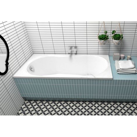 ECOLAM Baignoire rectangle Gracja 120x75 cm + pieds, siphon + silicone baignoire en acrylique blanc (1/5)