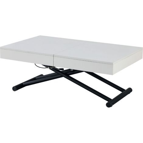 Mesa de centro extensible Némesis acabado blanco poro, 46-78cm(alto) 10075cm(fondo) 120-160-200cm(ancho). (1/3)