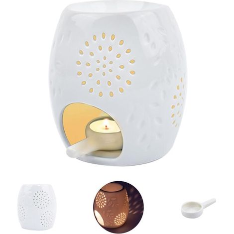 Ceramic floral aroma lamp, essential oil diffuser, romatherapy furnace, ceramic incense burner, oil candle furnace, tea light holder.