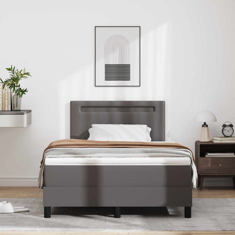 vidaXL Lit à ressorts avec matelas Gris 120 x 190 cm Simili cuir (1/5)
