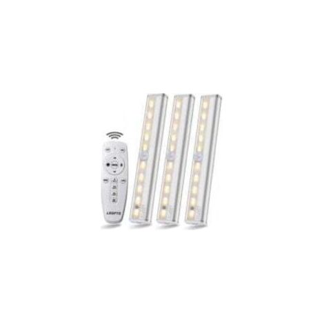 Lot de 3 lampes LED sans fil avec télécommande - pour chambres, armoires, vitrines - Aucun câblage requis (1/5)