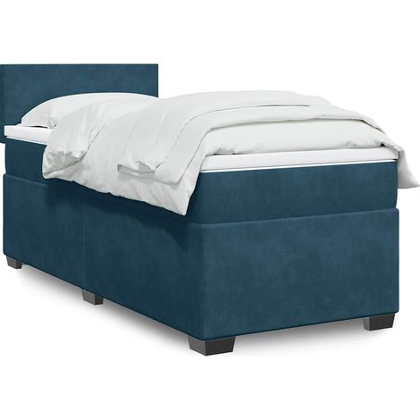 Boxspringbett mit Matratze Dunkelblau 90x190 cm Samt