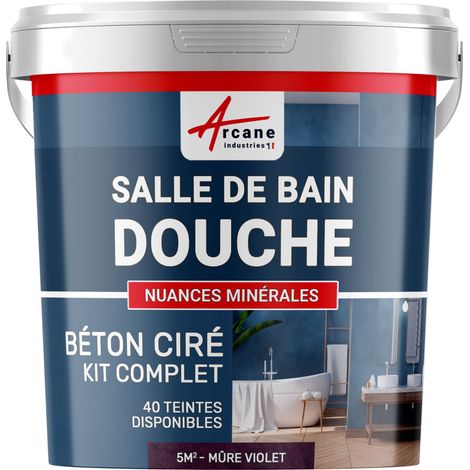 béton ciré, salle de bain, douche italienne, pièce d'eau, kit, beton, cire, salle de bains, douche italienne - 5 m² (en 2 couches) Mure Violet - ARCANE INDUSTRIES