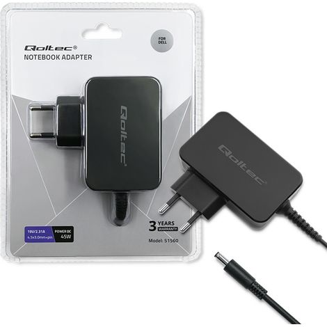 Adattatore di alimentazione per laptop Dell Qoltec 45W 19,5V 2,31A 4,53,0+pin (1/5)