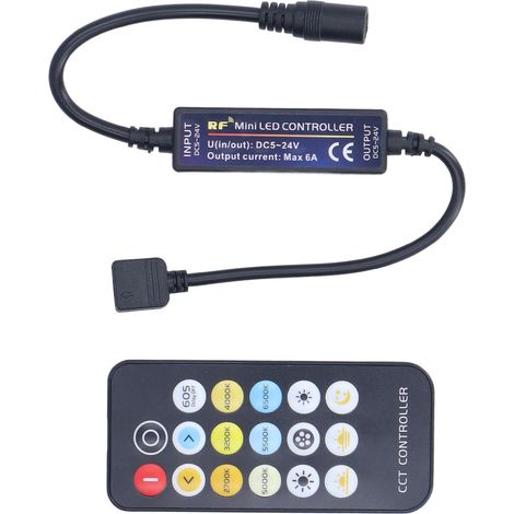 RGB-LED-Controller mit 17 Tasten, Farbtemperaturdimmer, drahtlose Fernbedienung mit eingebautem Akku für Dual-Color-Konstantspannungs-LED-Leuchten. (1/5)