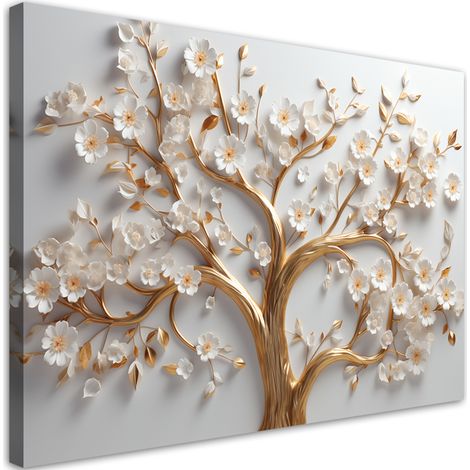Tableau sur toile 3D Arbre à glamour doré en fleur 60x40 (1/5)