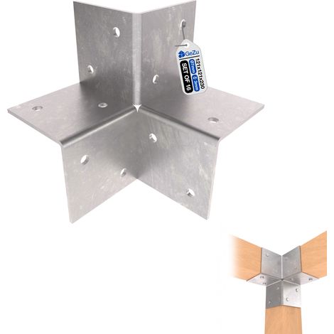 Lot de 16 Connecteur d’angle pour pergola 121 x 121 mm – Galvanisé à chaud – Support d’angle 3 voies – Tonnelle et pergola en bois – GeZu Impex