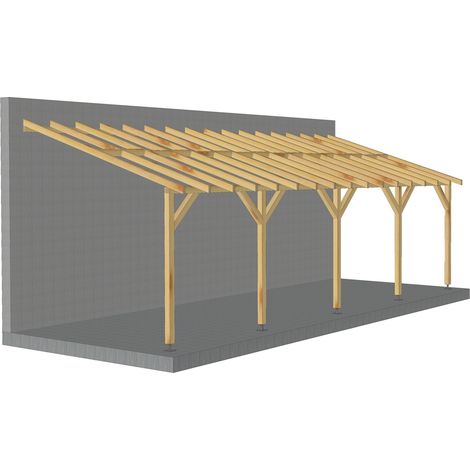 Toit de terrasse 8x3 - Pente 30% - Bois massif - Durable + Vis & pieds de poteaux réglables (1/5)