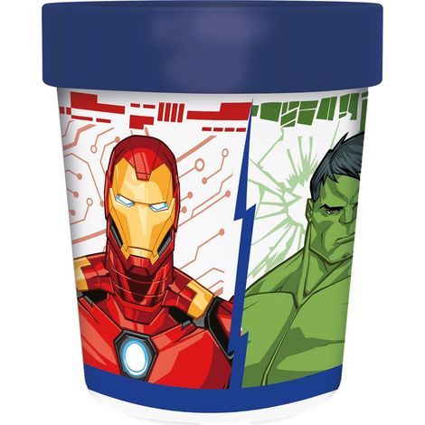 Marvel Bicchiere blu per bambini in plastica Avengers Iron Man Hulk Captain America Captain Marvel 260 ml con base antiscivolo (1/4)