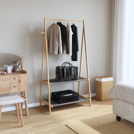 Porte-vêtement avec étagères 96x45,5x150,5 cm bambou