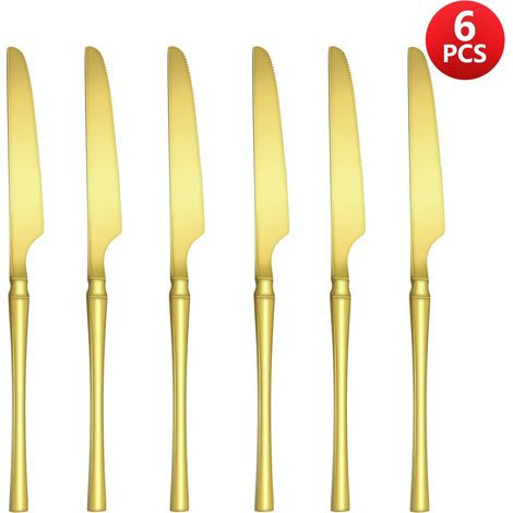 (Ensemble de 6 couteaux) Couverts en acier inoxydable, un petit ensemble de couverts exquis et luxueux. (1/5)