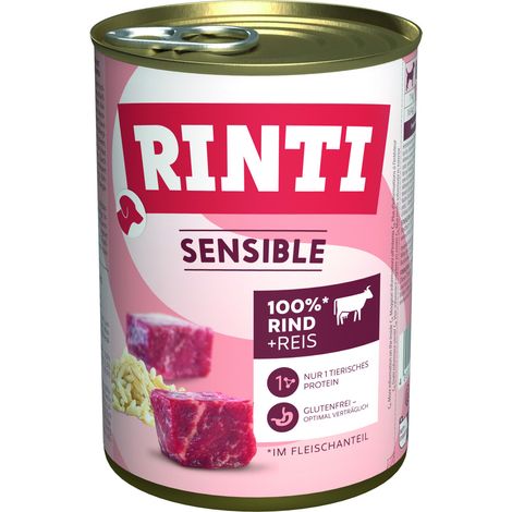 Rinti Sensible Hundenassfutter Adult 400 g Rind & Reis