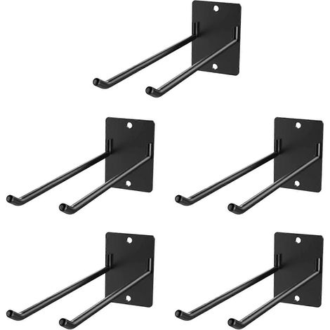 Support mural robuste en acier pour outils de jardin avec crochets pour pelle, râteau et balai (ensemble de 5 pièces) (1/5)