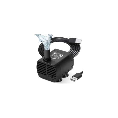 Pompe Eau Submersible, Aquarium Pump Ajustable 200L/H 3W Ultra-Silencieux Pompe Catit USB pour Étang Fish Tank Fontaine Réservoir de Poissons Cordon de 1.4m (1/5)