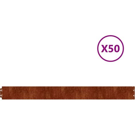 Borde de Césped 50 pcs 10 x 103 cm Acero oxidado Oxidado vidaXL (1/5)