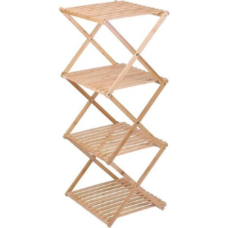 Étagère de Salle de Bain 4 Couches Pliable en Bambou Marron 40 x 33,5 x 93,5 cm (1/4)